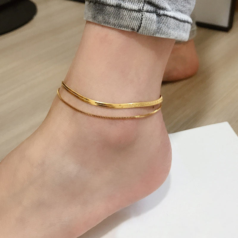 Snake Chain Anklet 18K Gold Plated Stainless Steel – Born Beauty
