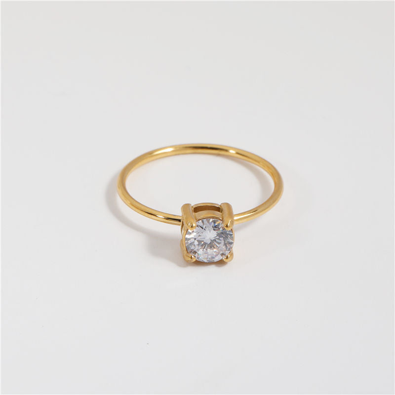 Round 18K Gold Plated Cubic Zirconia Ring