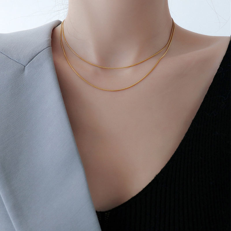 Double Layer 18K Gold Plated Chain Necklace