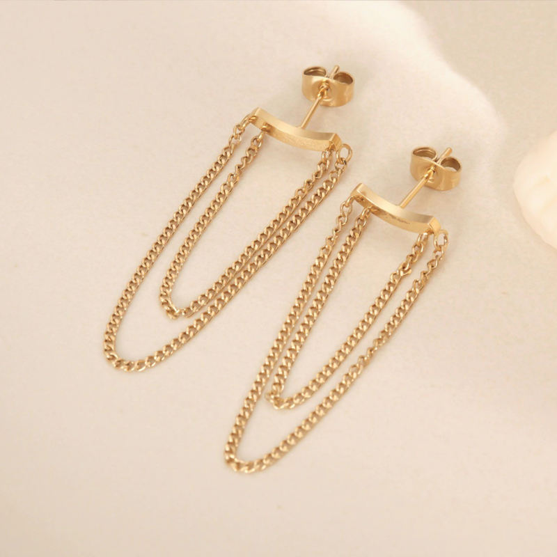 Tiny Chain 18K Gold Plated Dangle Earrings