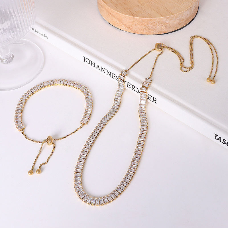 Tennis Necklace & Bracelet | Cubic Zirconia | 18K Gold Plated