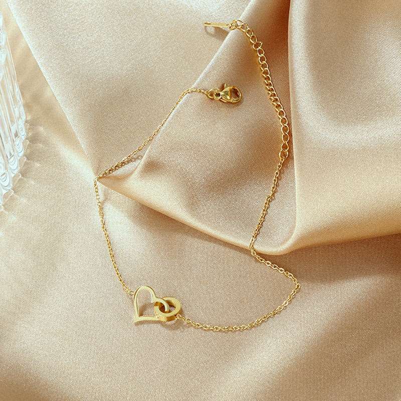 Heart Shaped 18K Gold Plated Charm Anklet
