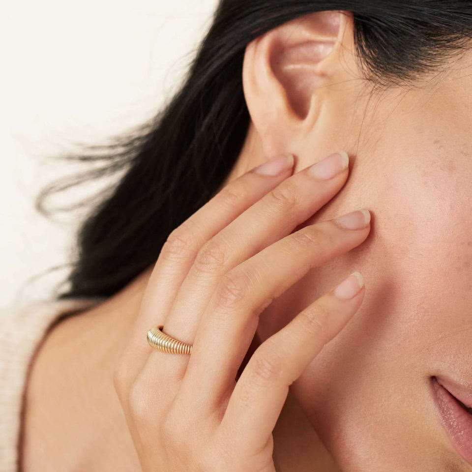 Trendy Chunky 18K Gold Plated Croissant Ring