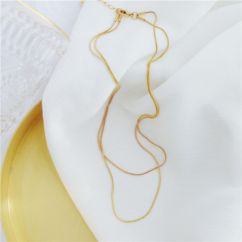 Double Layer 18K Gold Plated Chain Necklace
