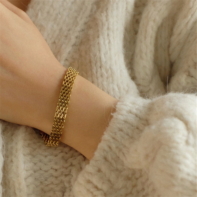 Vintage Statement Flat Mesh Chain Bracelet