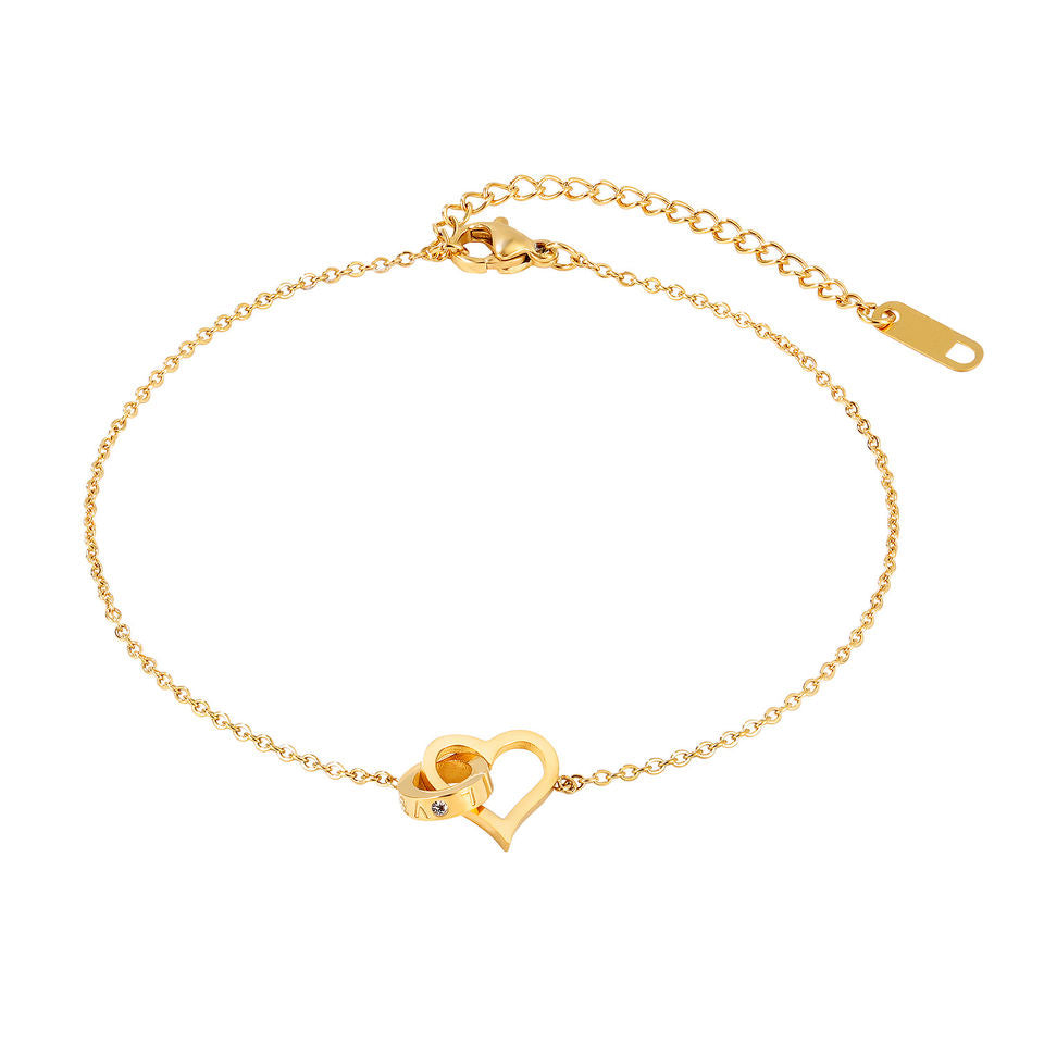 Heart Shaped 18K Gold Plated Charm Anklet