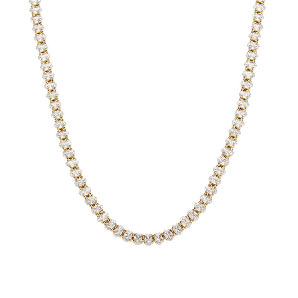 Cubic Zirconia Necklace & Bracelet Set Stainless Steel
