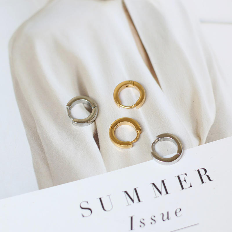 Women Basic 18K Gold Plated Huggies Earrings