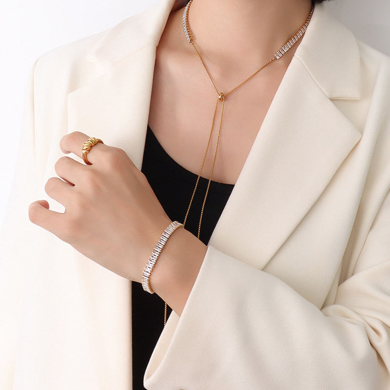 Tennis Necklace & Bracelet | Cubic Zirconia | 18K Gold Plated