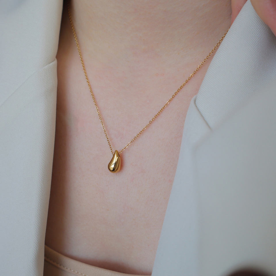 Water Drop 18K Gold Plated Pendant Necklace