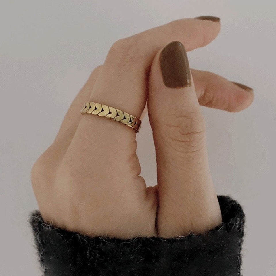 Olive Leaves 18K Gold Plated Band Ring