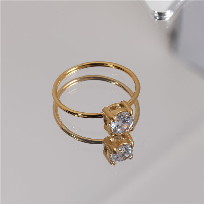 Round 18K Gold Plated Cubic Zirconia Ring