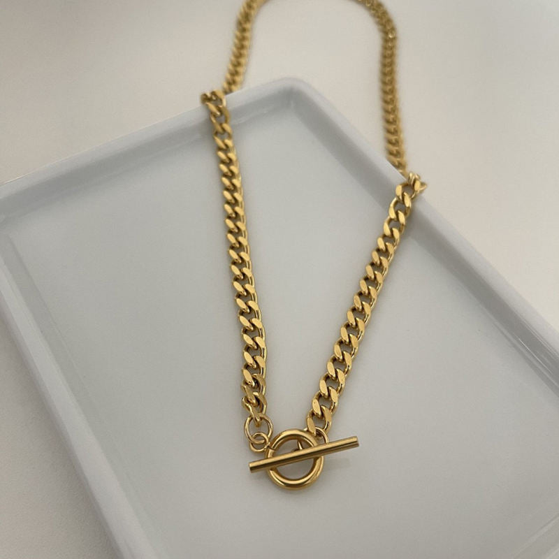 Toggle Clasp Thick Cuban Chain Necklace