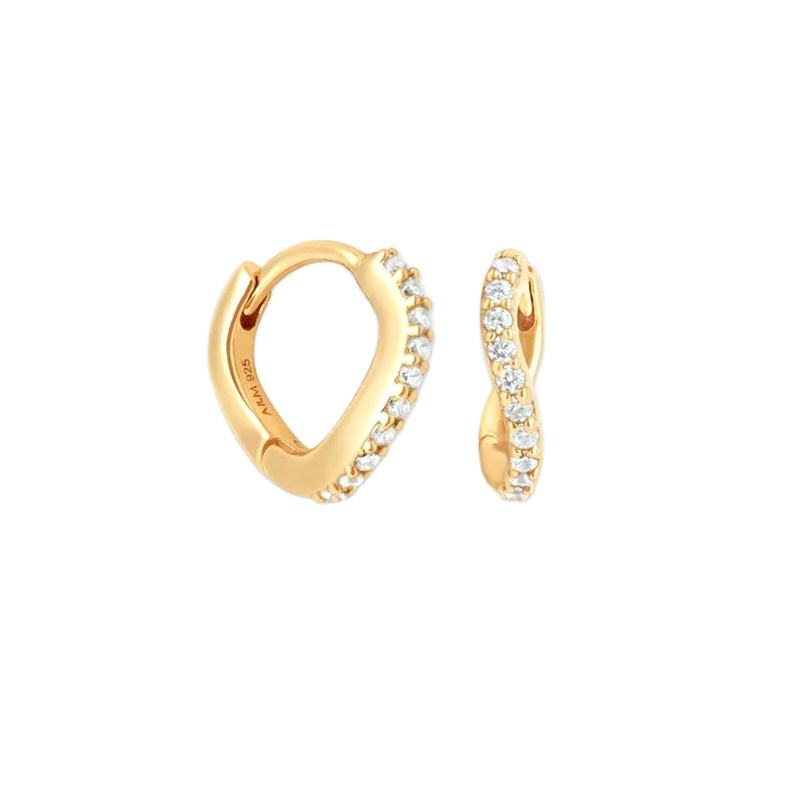 Dainty Waved Mini Pave CZ Zirconia 925 Huggie Earrings
