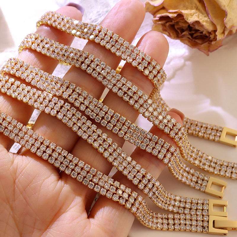 Three Lines Cubic Zirconia Tennis Bracelet
