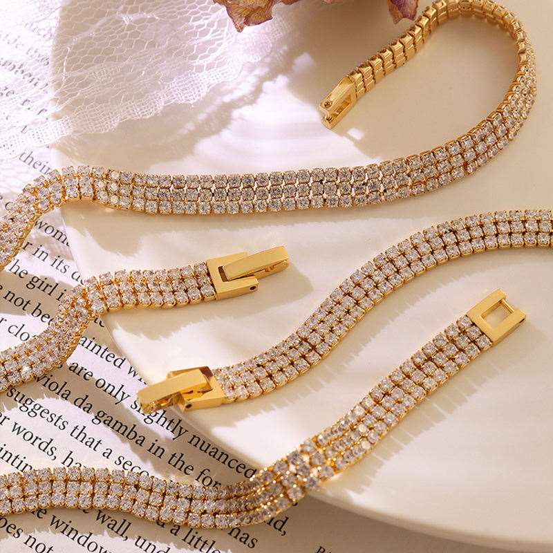 Three Lines Cubic Zirconia Tennis Bracelet
