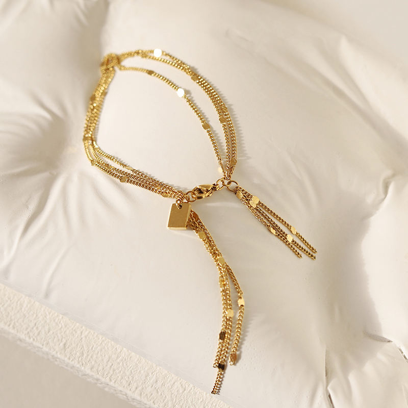 Sparkling Three Layer Tassel Bracelet