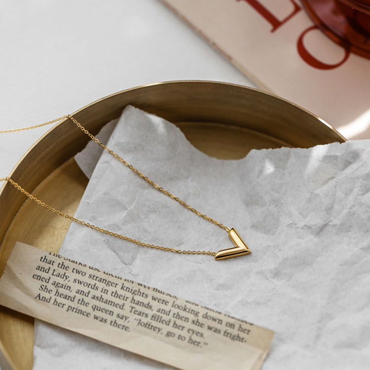 V Shaped 18K Gold Plated Pendant Necklace