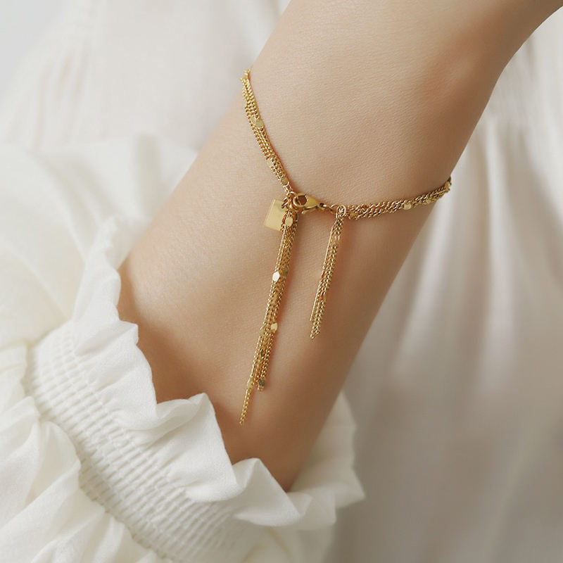 Sparkling Three Layer Tassel Bracelet