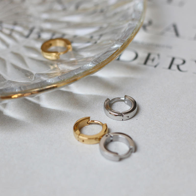 Women Basic 18K Gold Plated Huggies Earrings