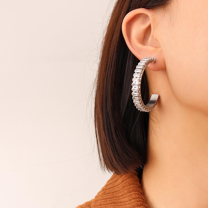 Large Cubic Zirconia 18K Gold Plated Earrings