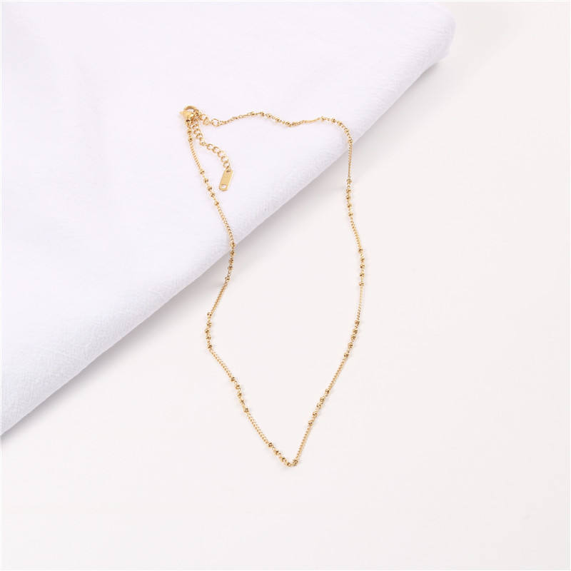 Dainty Bead 18K Gold Plated Chain Necklace