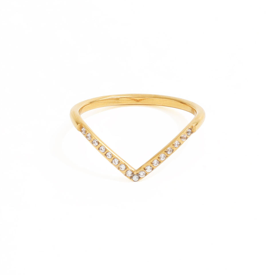Skinny V Shaped 18K Gold Plated Ring