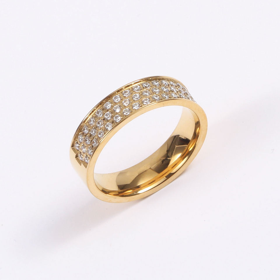 Three Layer Micro Pave Band Ring