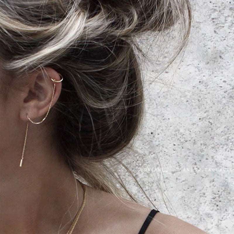 Cuff Chain Wrap Tassel Earrings