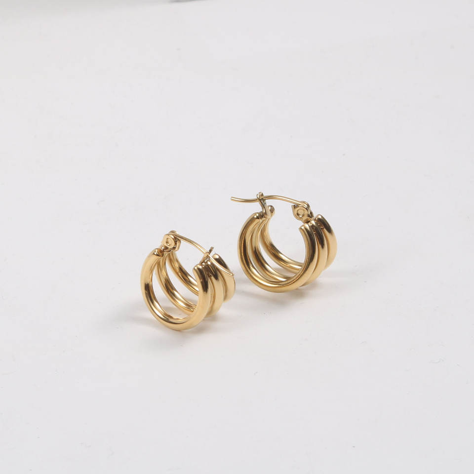 Multi-layer 18K Gold Plated Hoop Earrings