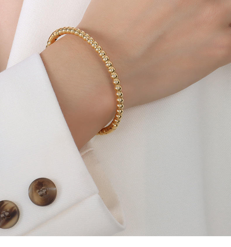 Beaded 18K Gold Plated Cuff Bangle Bracelet