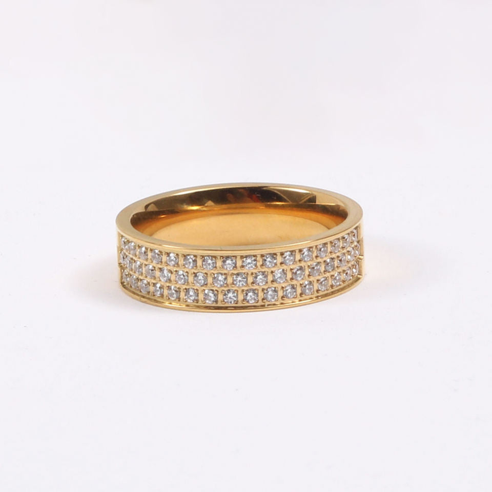 Three Layer Micro Pave Band Ring