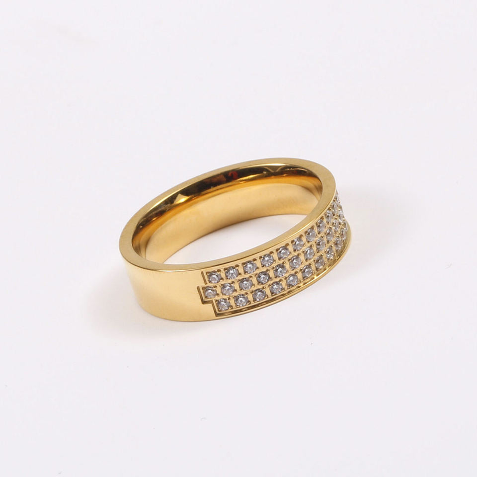 Three Layer Micro Pave Band Ring