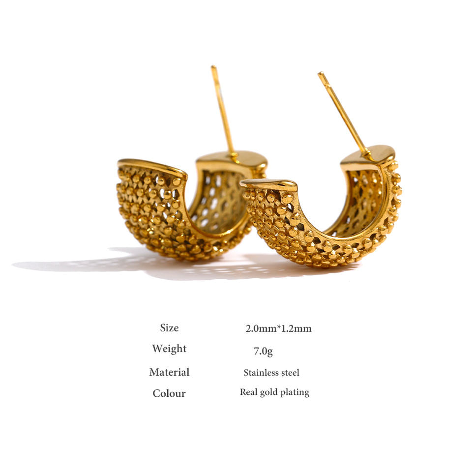 C Shaped 18K Gold Plated Stud Earrings