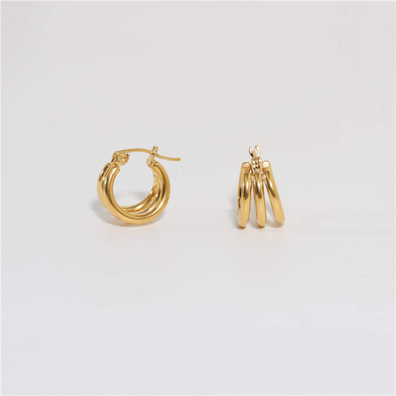 Multi-layer 18K Gold Plated Hoop Earrings