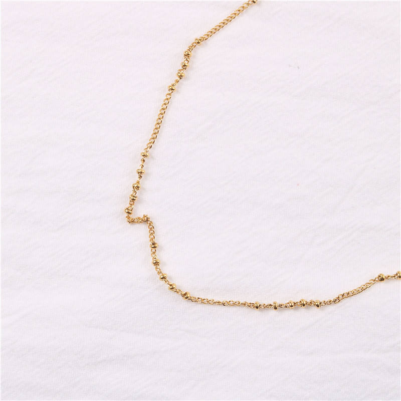 Dainty Bead 18K Gold Plated Chain Necklace