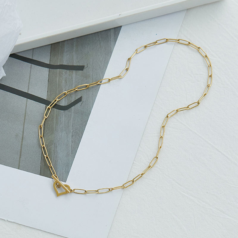 Paperclip Dainty Heart Link Chain Necklace