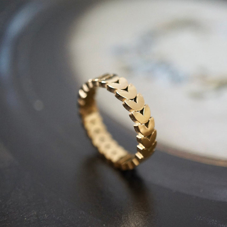 Olive Leaves 18K Gold Plated Band Ring