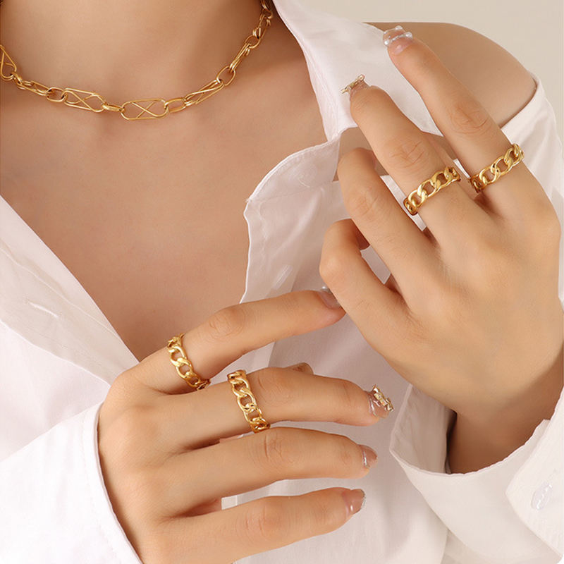 Cuban Style 18K Gold Plated Chain Ring