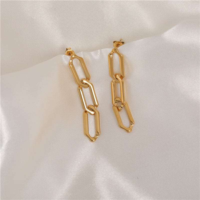 Link Chain Style 18K Gold Plated Earrings