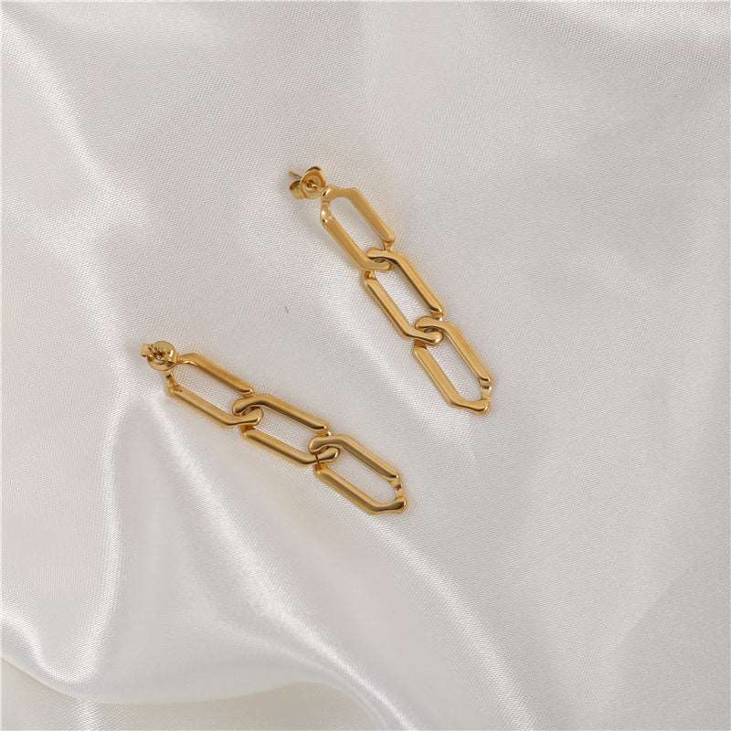 Link Chain Style 18K Gold Plated Earrings