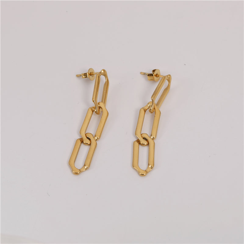 Link Chain Style 18K Gold Plated Earrings