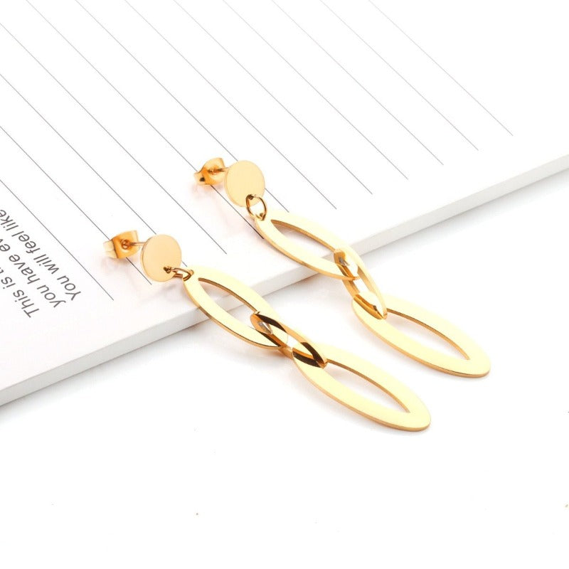 Linked Gold Plated Dangle Earrings