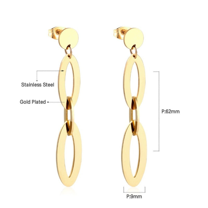 Linked Gold Plated Dangle Earrings
