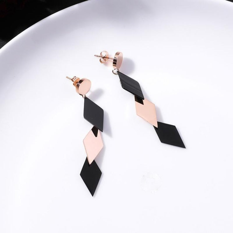 Multi Layer Dangle Earrings | Rose Gold