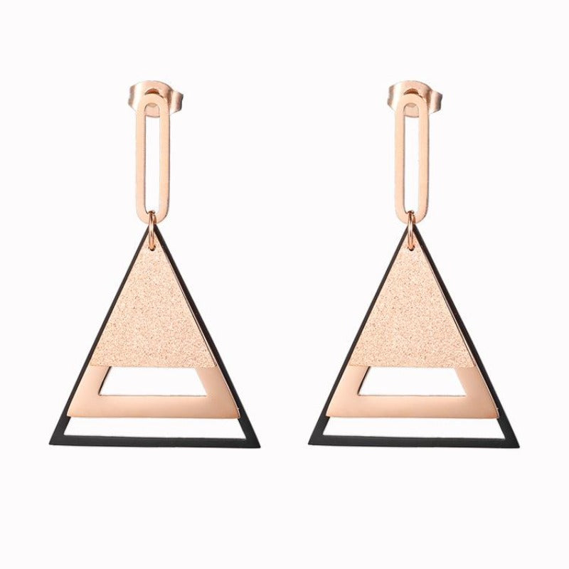 Multi Layered Dangle Rose Gold Earrings