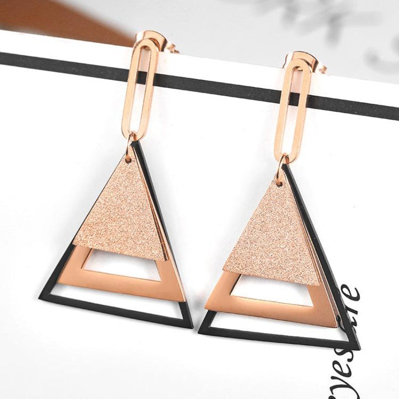 Multi Layered Dangle Rose Gold Earrings