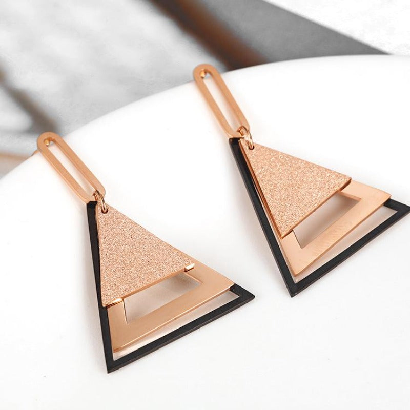 Multi Layered Dangle Rose Gold Earrings