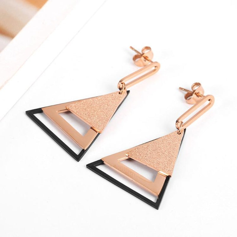 Multi Layered Dangle Rose Gold Earrings