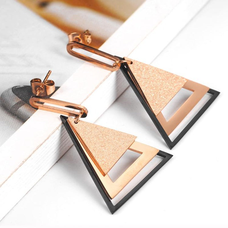 Multi Layered Dangle Rose Gold Earrings